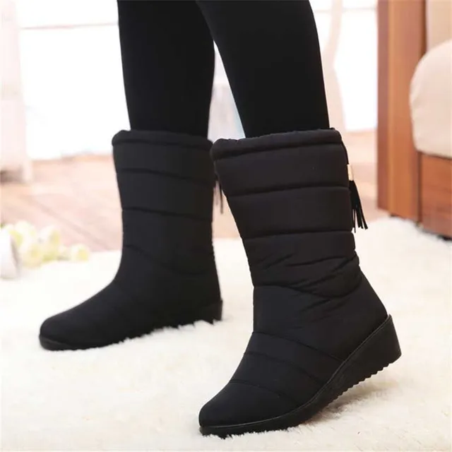 Winter snow boots for women with back closure