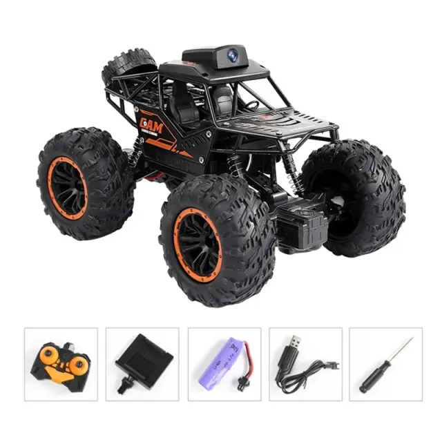 Remotely controlled car with camera 2.4G, high speed drifting, off-road car 4WD, dual control, RC Rock Crawler