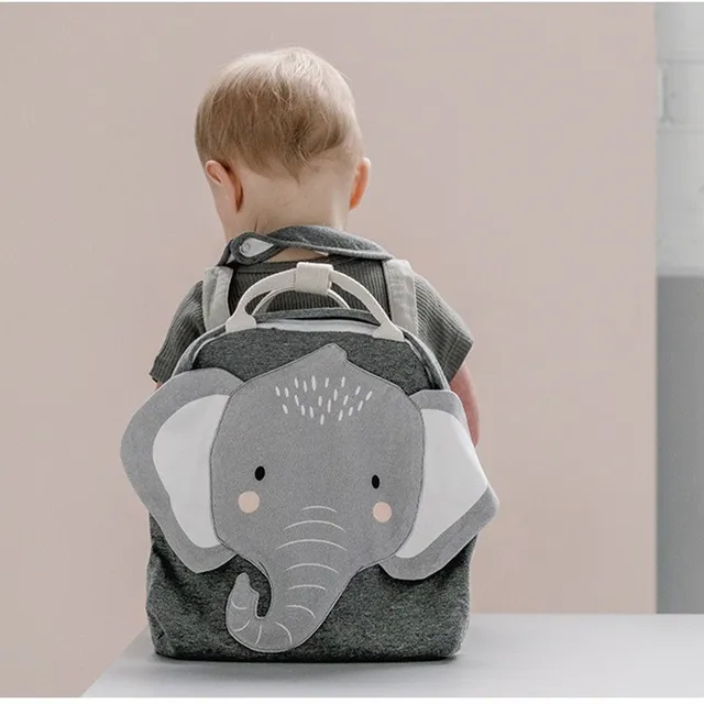 Cute travel fabric baby backpack with animal applique