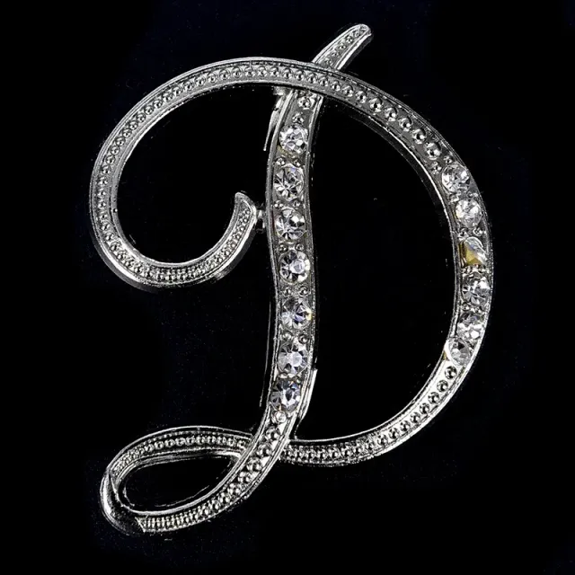 Luxurious women's brooch clip with English letter A-Z made of crystals and rhinestones