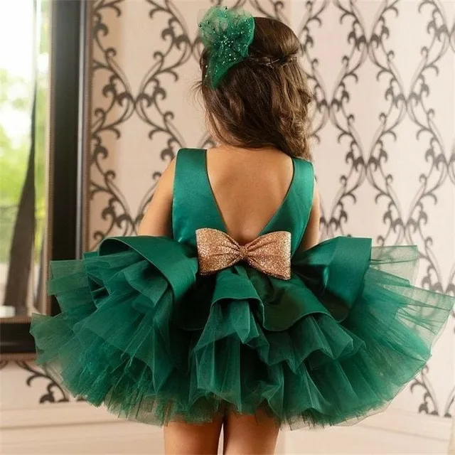 Girls formal fluffy dress with big bow