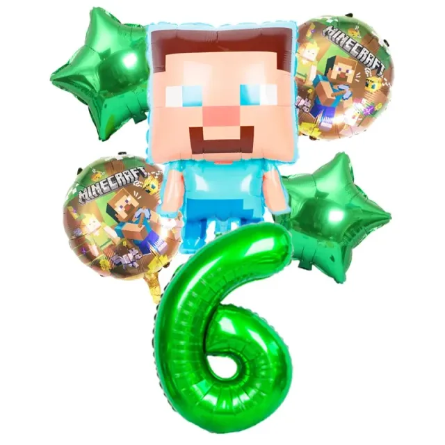 Stylish set of birthday balloons in the performance of popular characters from Minecraft