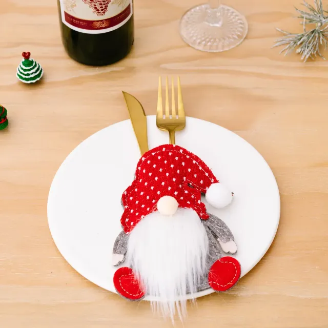 Christmas stand for cutlery with elf motif