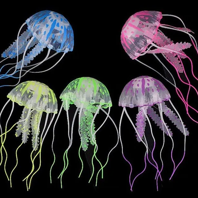 Shining artificial jellyfish into the aquarium