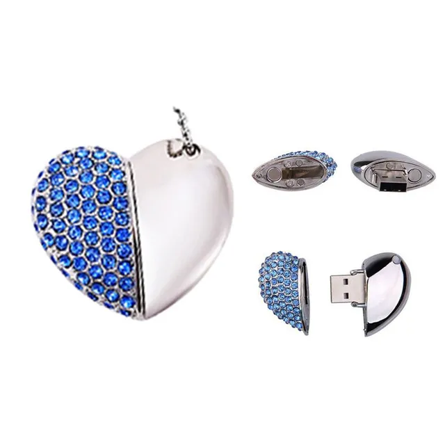 USB flash drive heart with rhinestones