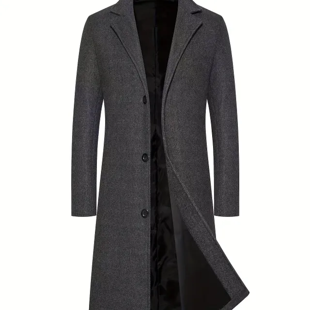 Men's classic warm coat with lapels and button clamps, lager coat for men