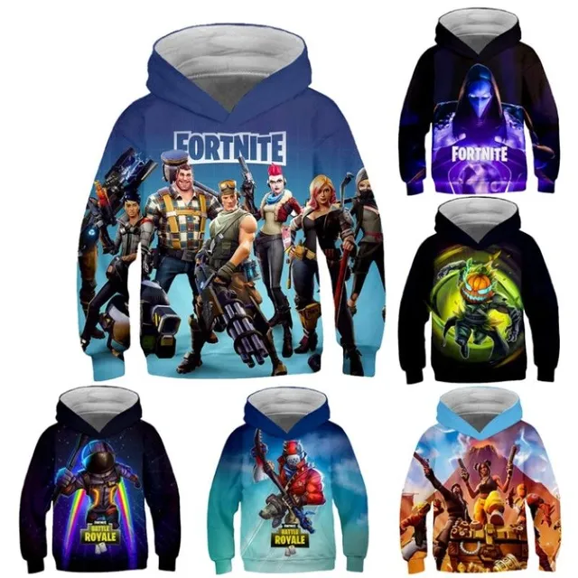 Krásna mikina s 3D potlačou počítačové hry Fortnite