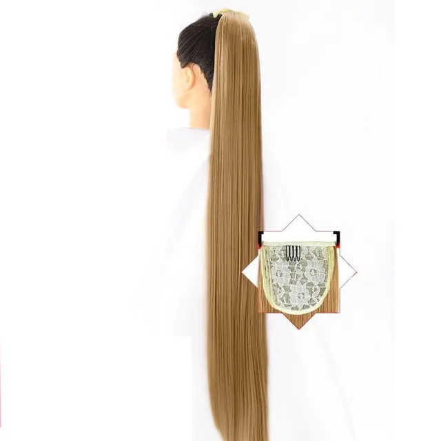 Long synthetic hair with a drawstring for fastening the ponytail - various variations