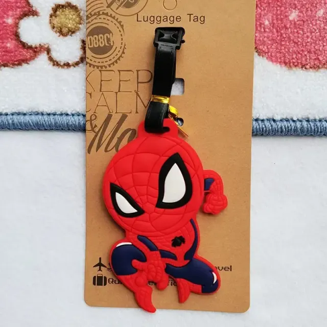 Trendy luggage tag in the shape of the popular superhero Spider-man