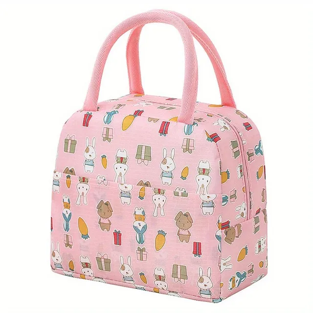 Light and portable lunch bag with zipper and cartoon motif