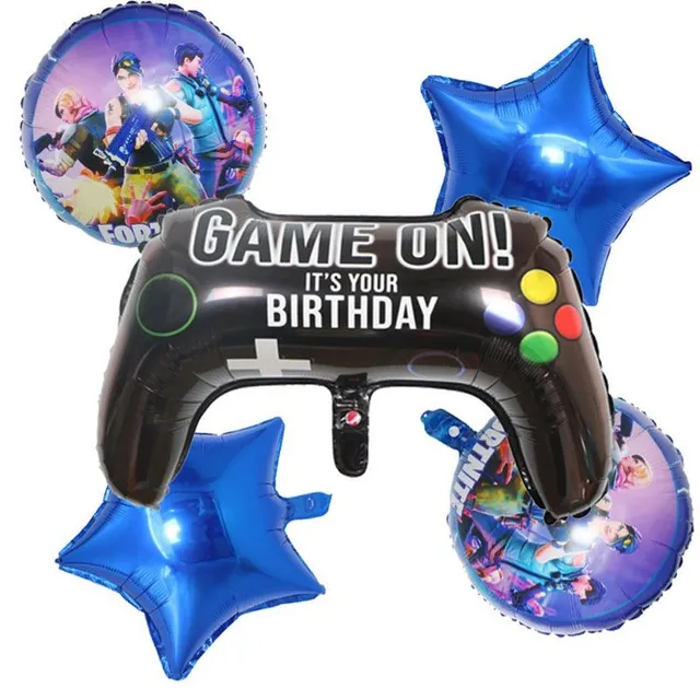 Stílusos születésnapi dekoráció a téma a kedvenc játékok Fortnite - egy sor lufi