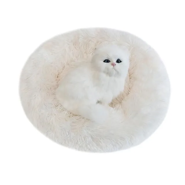 Fluffy bed for dogs and cats pure-white 40cm-2kg-sleep