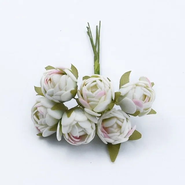 Set of 6 small artificial flowers in different colours