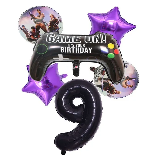 Stílusos születésnapi dekoráció a téma a kedvenc játékok Fortnite - egy sor lufi 6pcs A set 19