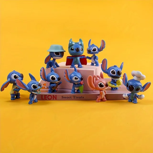 10 Kusů, Disney Ručně Vyráběný Stitch - Filmem Inspirované Modelové Panenky: Všestranná PVC Dekorace