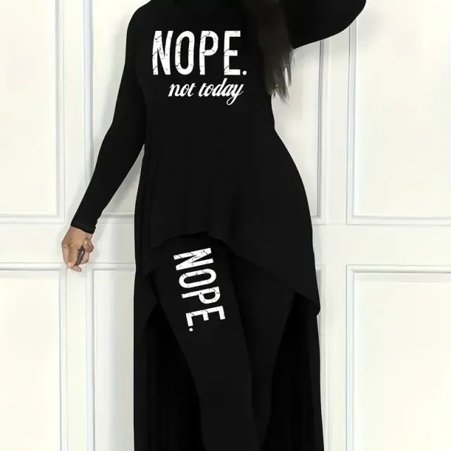 Two-piece Set of Clothing Plus Size for Leisure, Two-piece Set for Women with Letter Printing, Long Sleeve