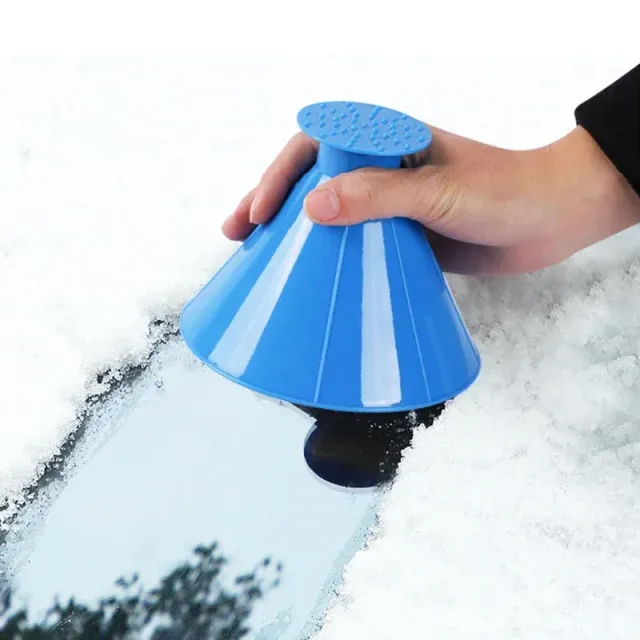 Ice scraper in the shape of a cone - tool for cleaning windows and windshields