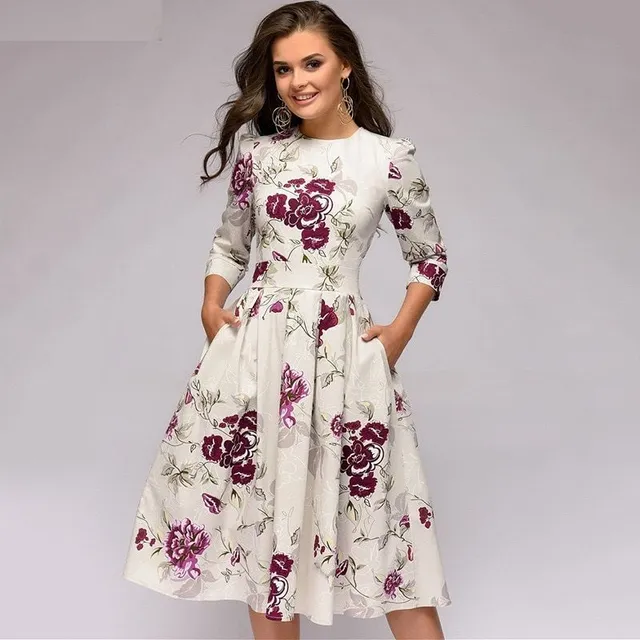 Damska jesienna sukienka w stylu vintage