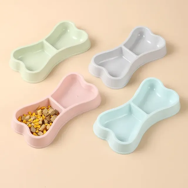 Bowl for dogs and cats - 2 bowls in one, plastic, pastel