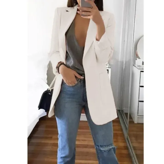 Manteau blazer oversized pour femme en une seule couleur à manches longues pour les loisirs et le bureau