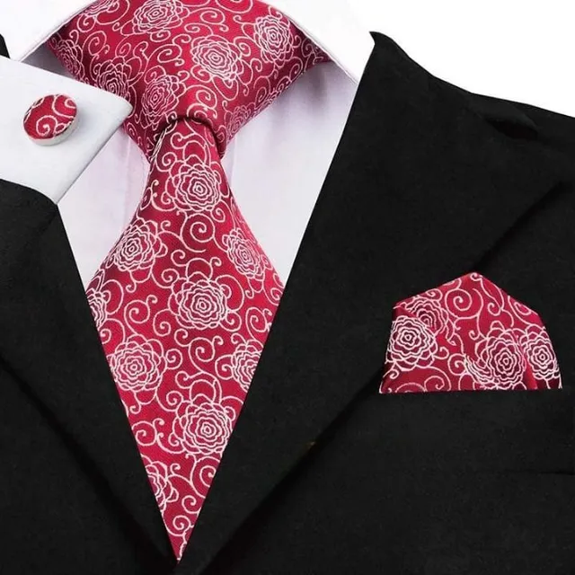 Men's luxury set with pattern | Tie, Handkerchief, Cufflinks