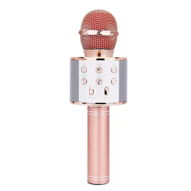 Wireless microphone for karaoke with Bluetooth rose-gold