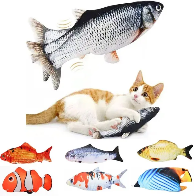 Nabíjateľná hračka pre mačky v tvare ryby - interaktívna hračka pre mačky