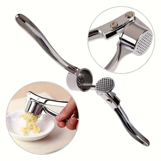 Stainless steel garlic and ginger press - practical kitchen helper for crushing and cutting