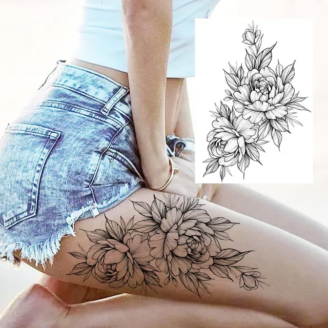 Tatuaj temporar sexy cu motive florale pentru femei