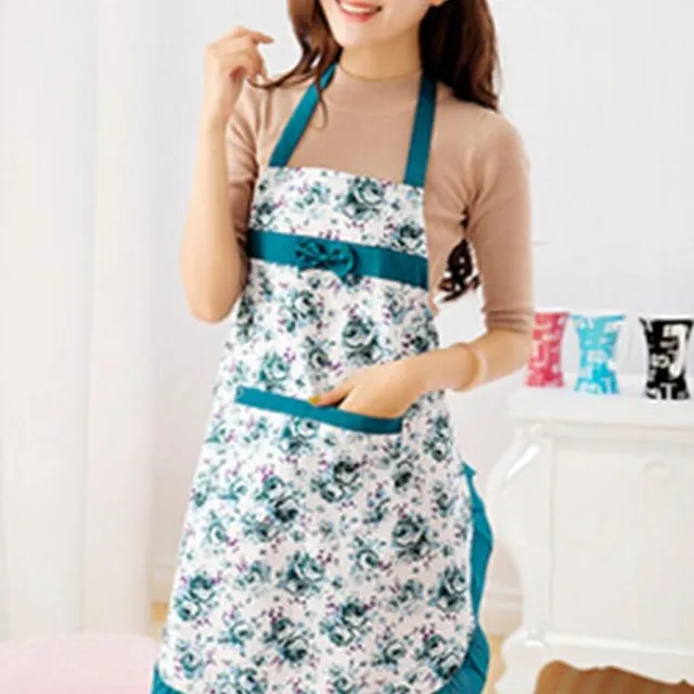 Kitchen apron with flowers - 6 colours