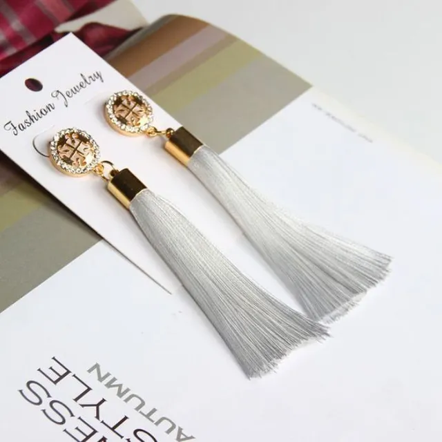 Earrings with fringes barva-bila