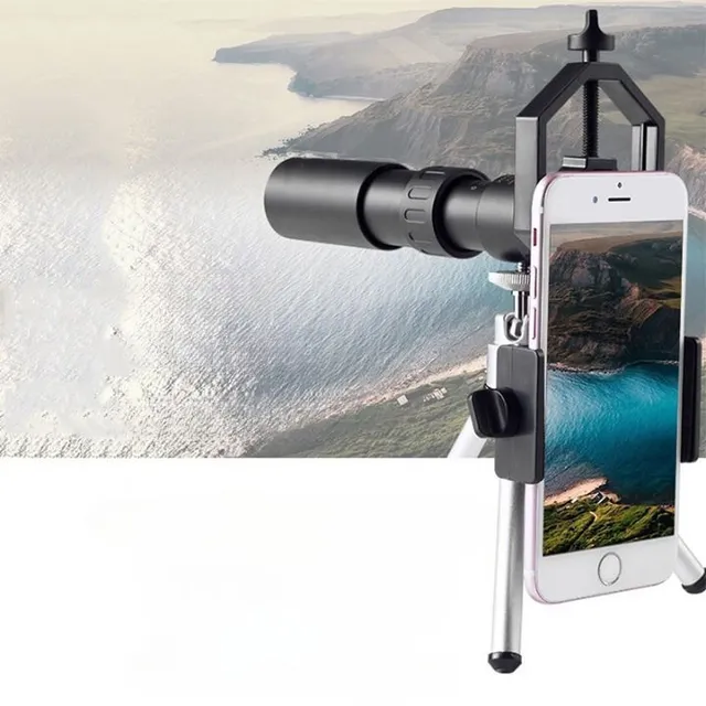 Telescop monocul metalic portabil cu zoom HD și trepied pentru telefon pentru camping