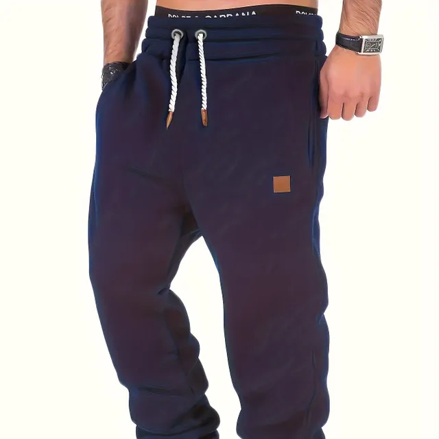 Men's sweatpants with drawstring, pockets and jogger cut for autumn/winter - for running and jogging