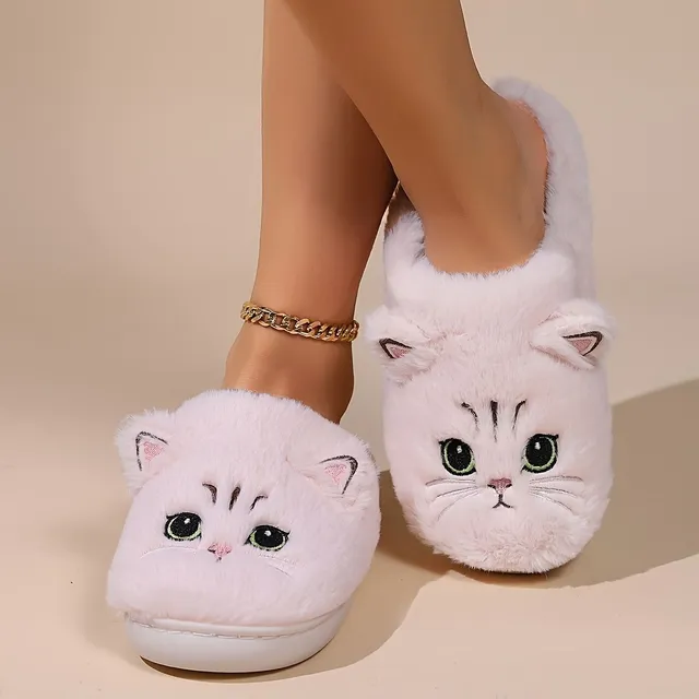 Chaussons en Peluche de Chat Adorables - Douillet Compagnon pour un Hiver Réconfortant