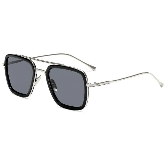 Unisex Iron Men style glasses c1silver-grey