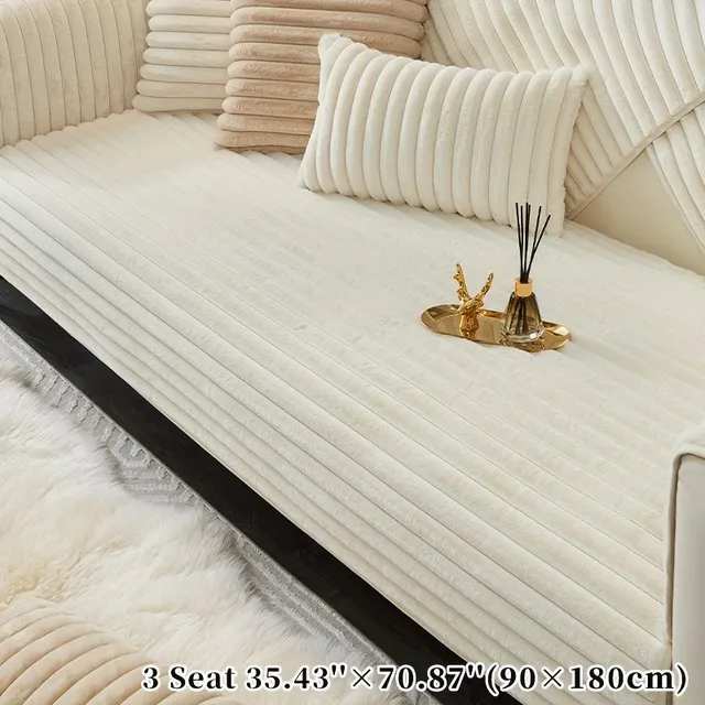 Pratelný sofa cover from artificial rabbit fur - Proslip, bedroom, study, living room - Apartment decor