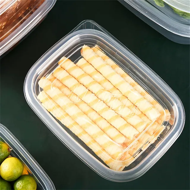 10 pcs Transparent rectangular containers for food with lid - stackable and re-usable