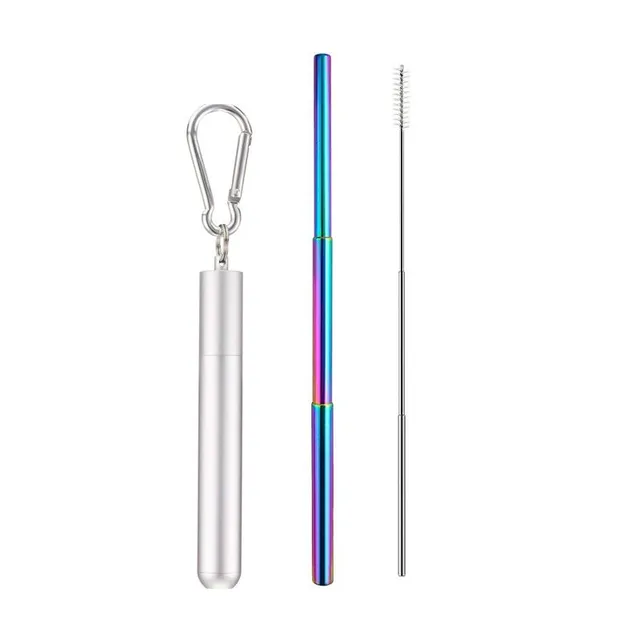 Stainless steel foldable straw with sleeve