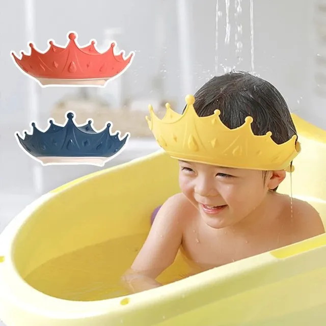 Crown Shape Baby Shower Head Cover Adjustable Newborn Baby Bath Accessories Hair Wash Shield Hat Ear Protection Shampoo Cap