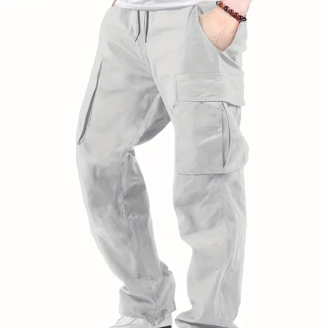 Men's cargo pants made of cotton, comfortable cut, straight pants, multifunctional pockets, ideal for outdoors and free