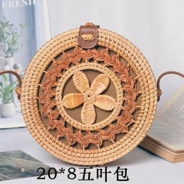 Rattan round handbag