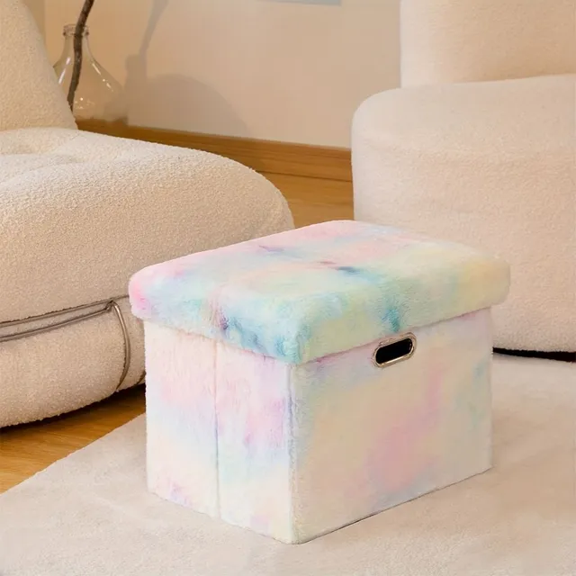 1pc 17-inch soft artificial fur foldable stool