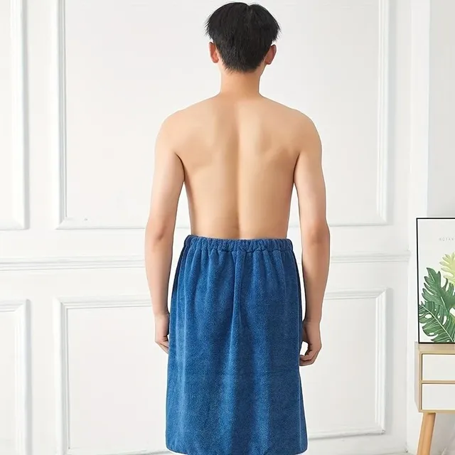 Male bath towel with adjustable rubber - soft and pleasant shower wrap for body