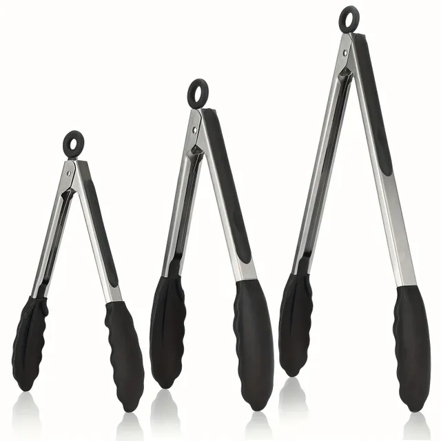 Practical kitchen pliers with refractory silicone tips - firm grip