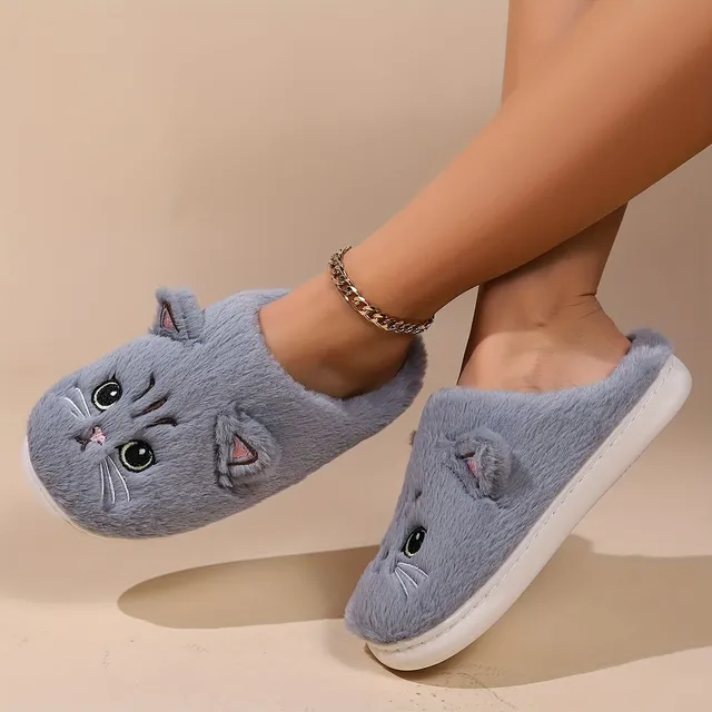 Chaussons en Peluche de Chat Adorables - Douillet Compagnon pour un Hiver Réconfortant