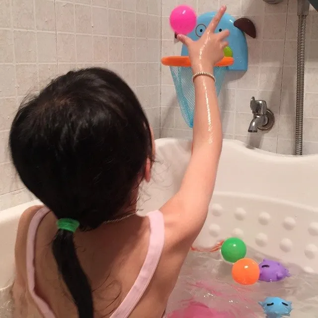 Baby basketball in the bathtub