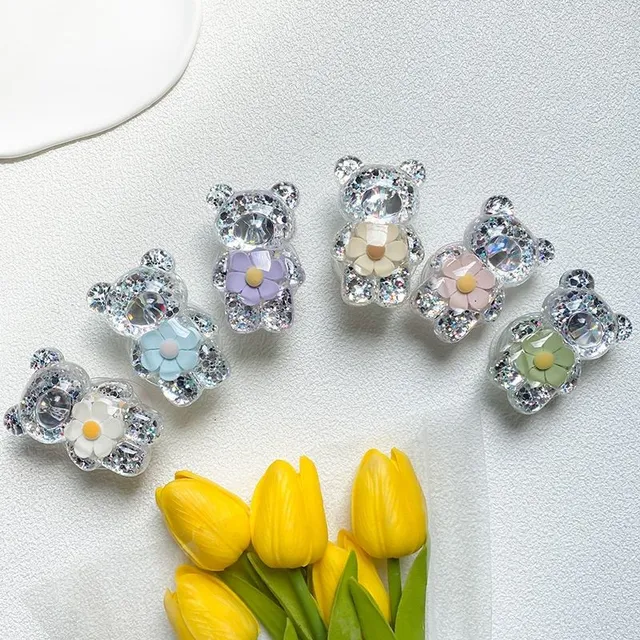 Transparent design PopSockets holder in the shape of a teddy bear