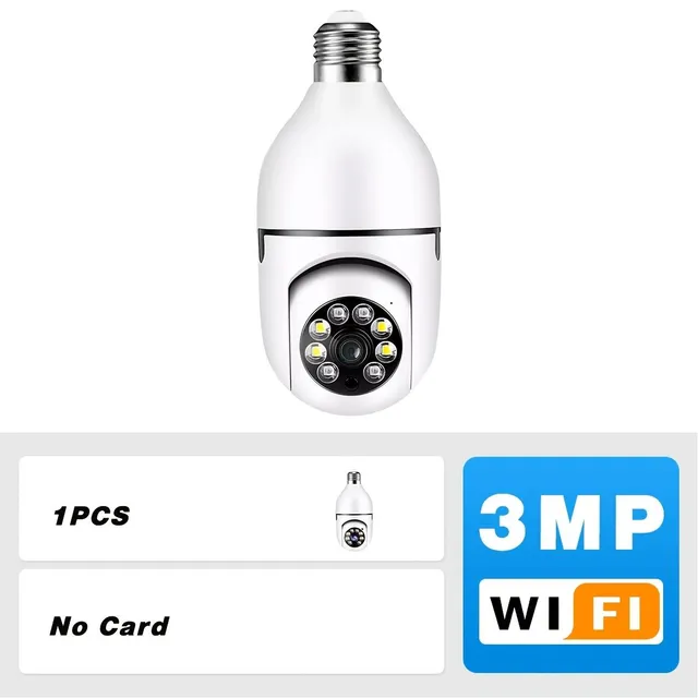 3MP Wireless Camera Lightbulb E27 - 360° Panoramic Monitoring with Motion, Night Vision & Voice