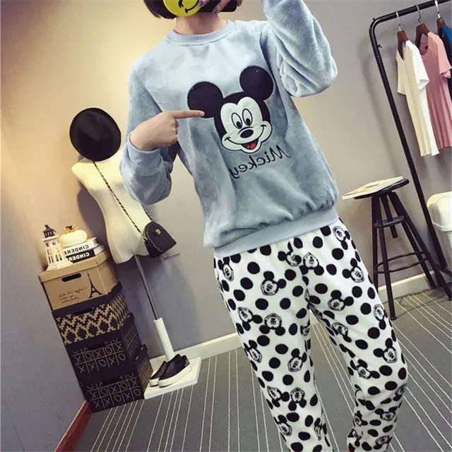 Dámske roztomilé kožušinové pyžamo Mickey