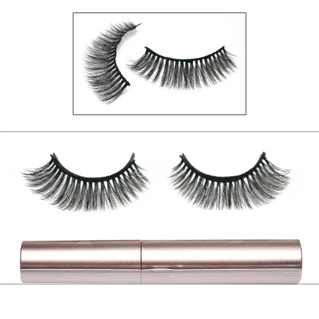 Set of a pair of magnetic false eyelashes and liquid eyeliner